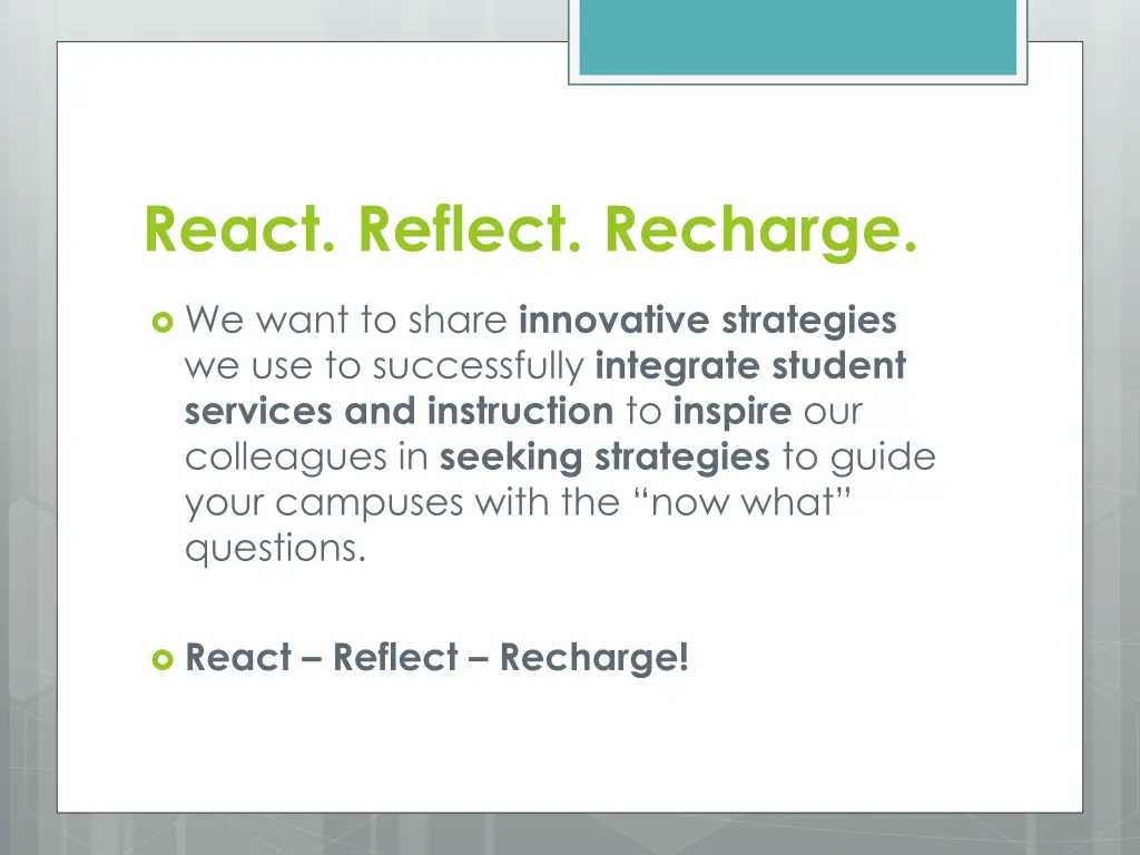 react reflect recharge
