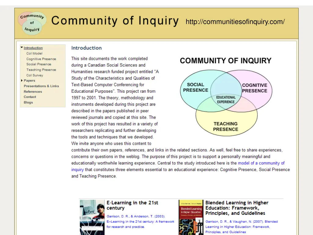 http communitiesofinquiry com