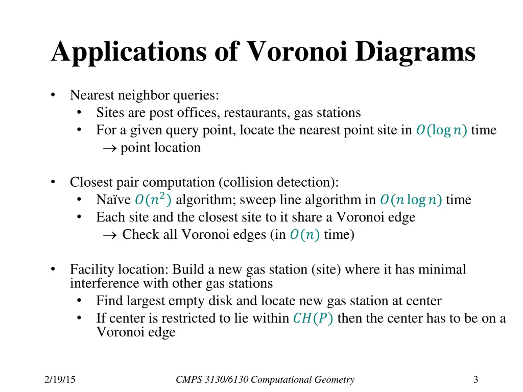 applications of voronoi diagrams