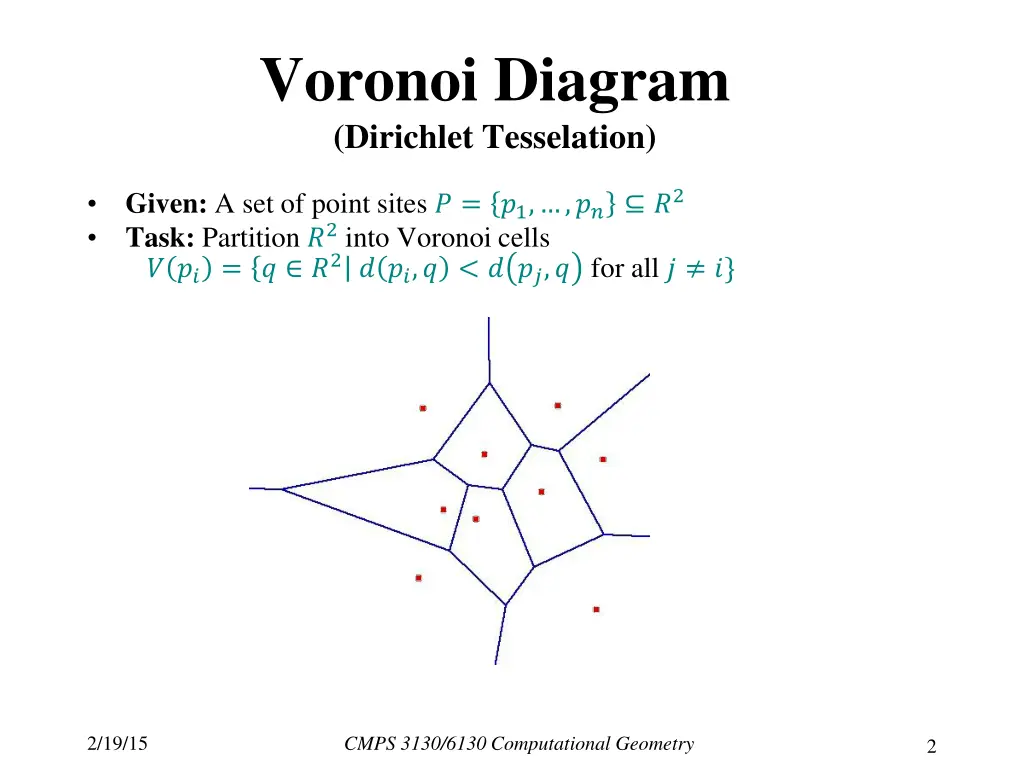 voronoi diagram dirichlet tesselation