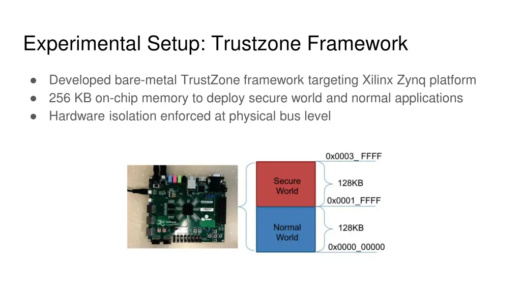 experimental setup trustzone framework