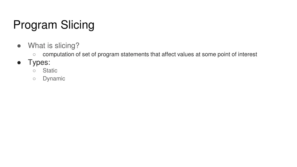 program slicing