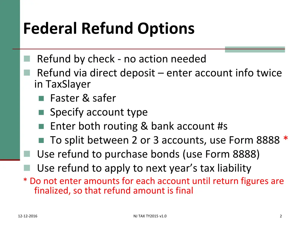 federal refund options