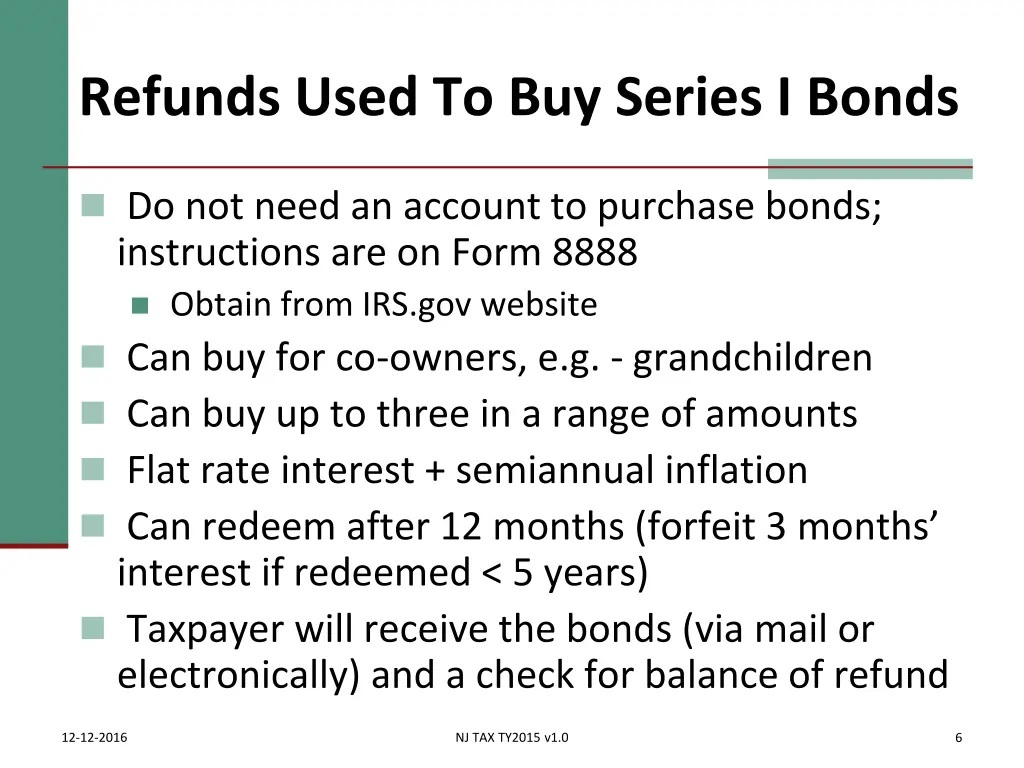 refunds used to buy series i bonds