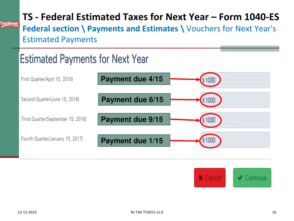 ts federal estimated taxes for next year form