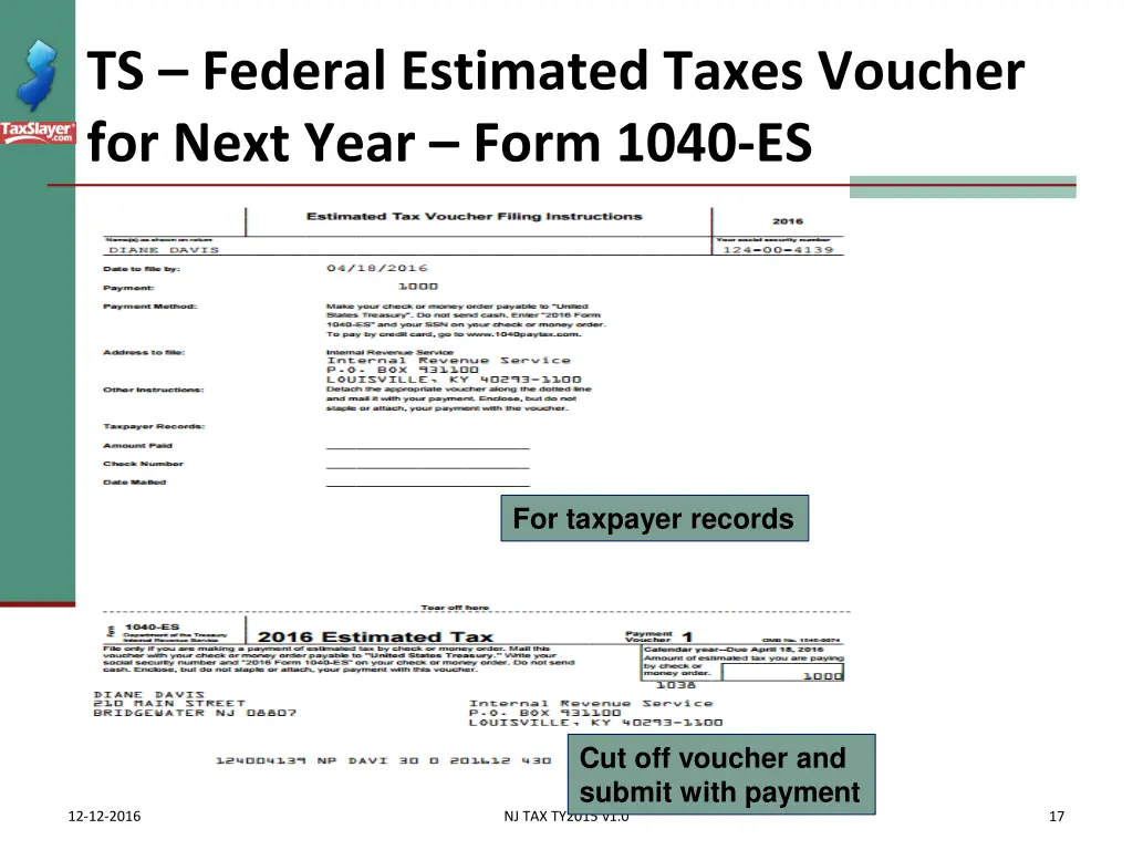 ts federal estimated taxes voucher for next year