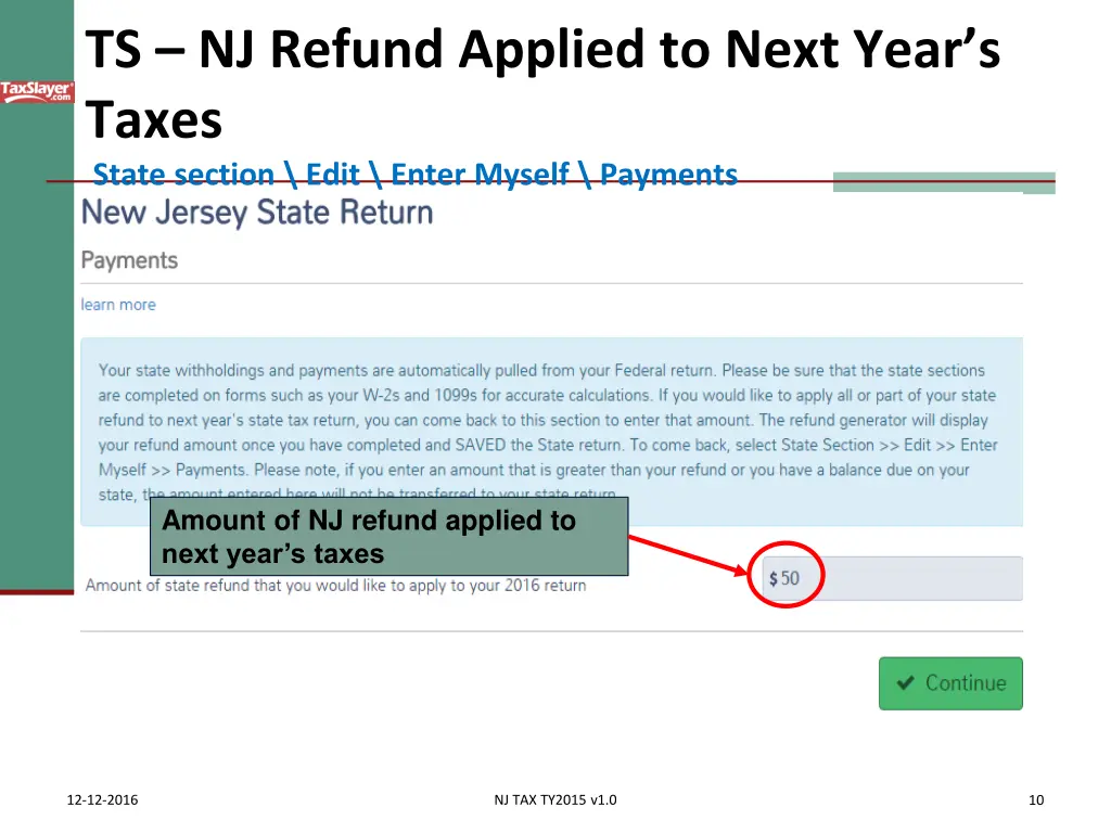 ts nj refund applied to next year s taxes state