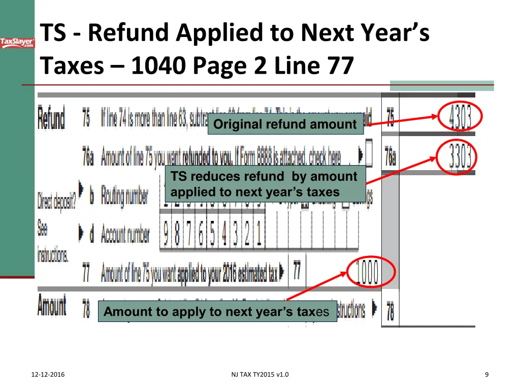 ts refund applied to next year s taxes 1040 page