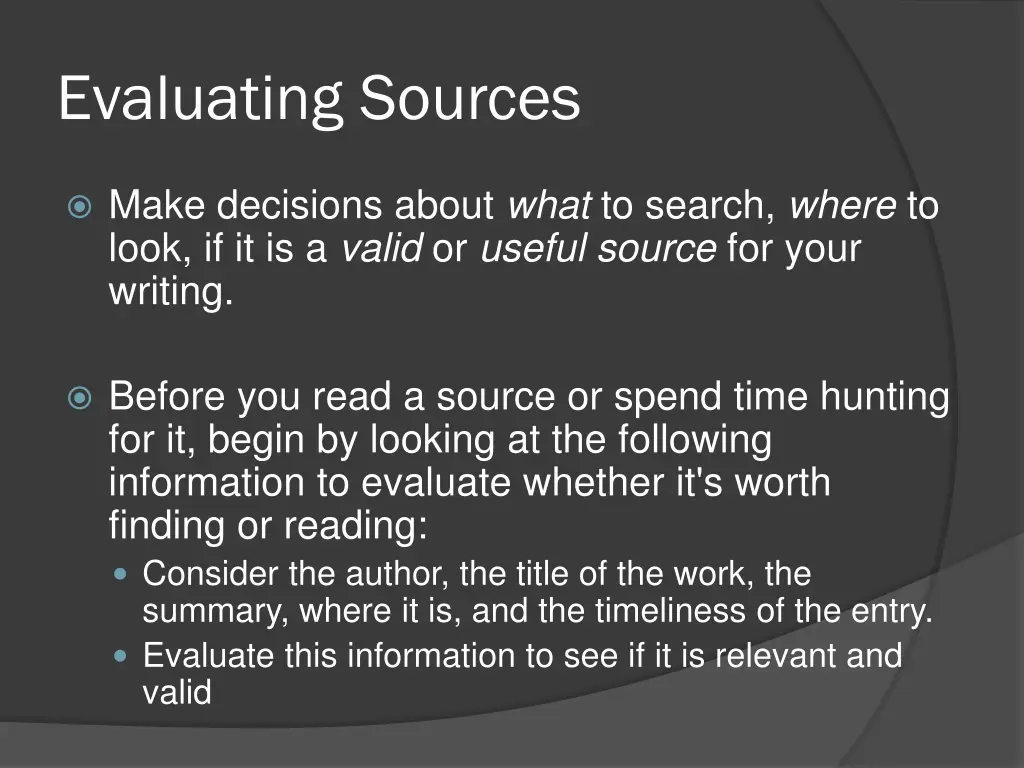 evaluating sources
