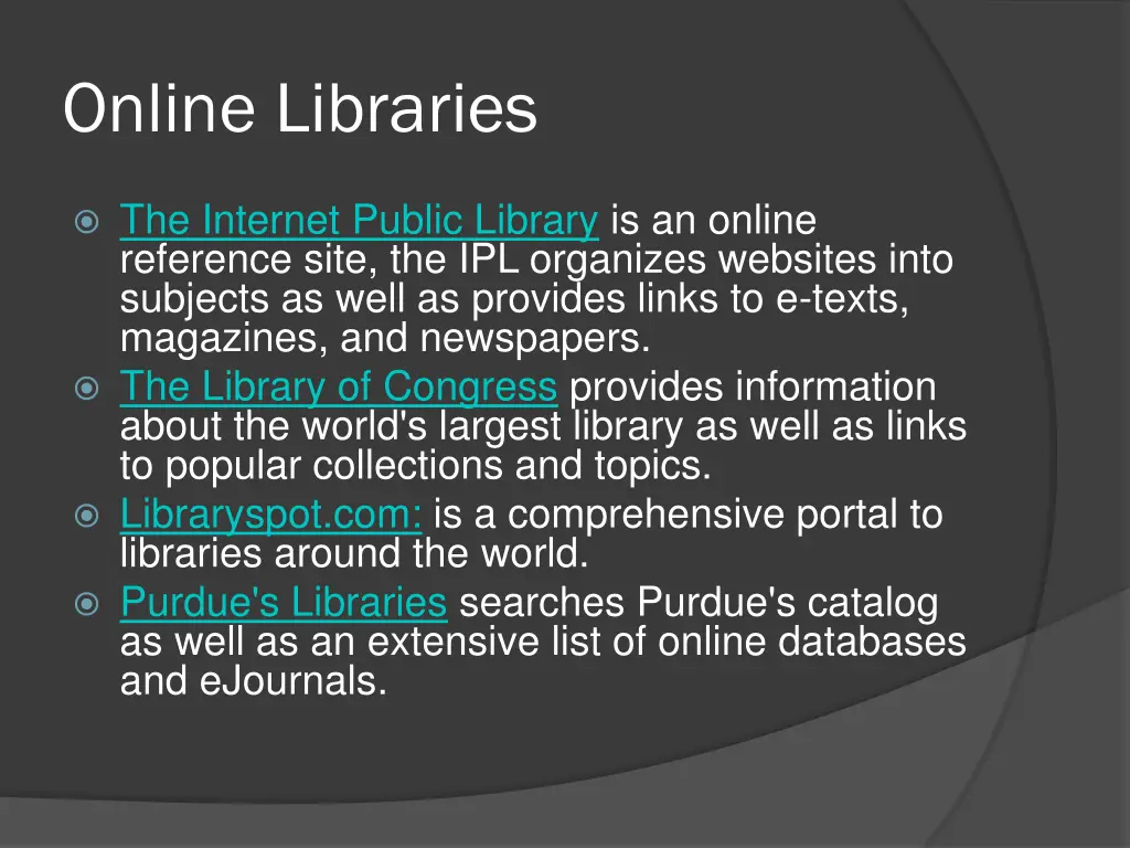 online libraries
