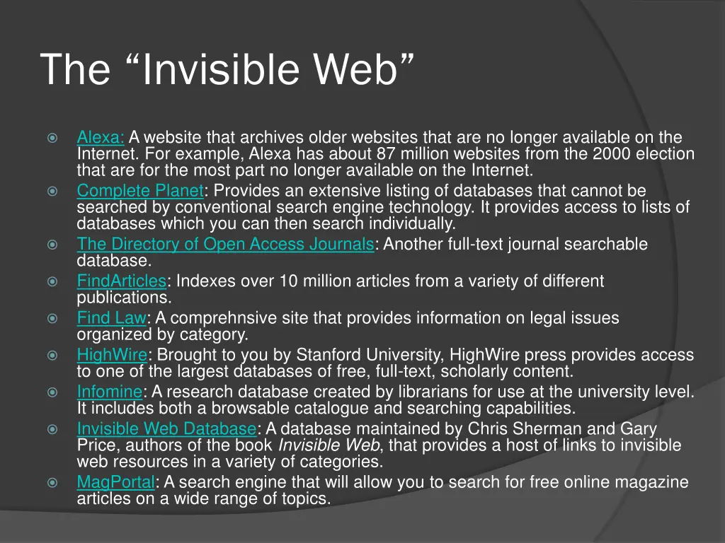 the invisible web