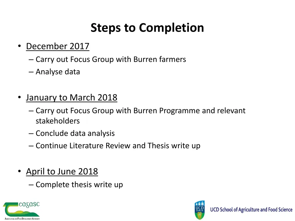 steps to completion