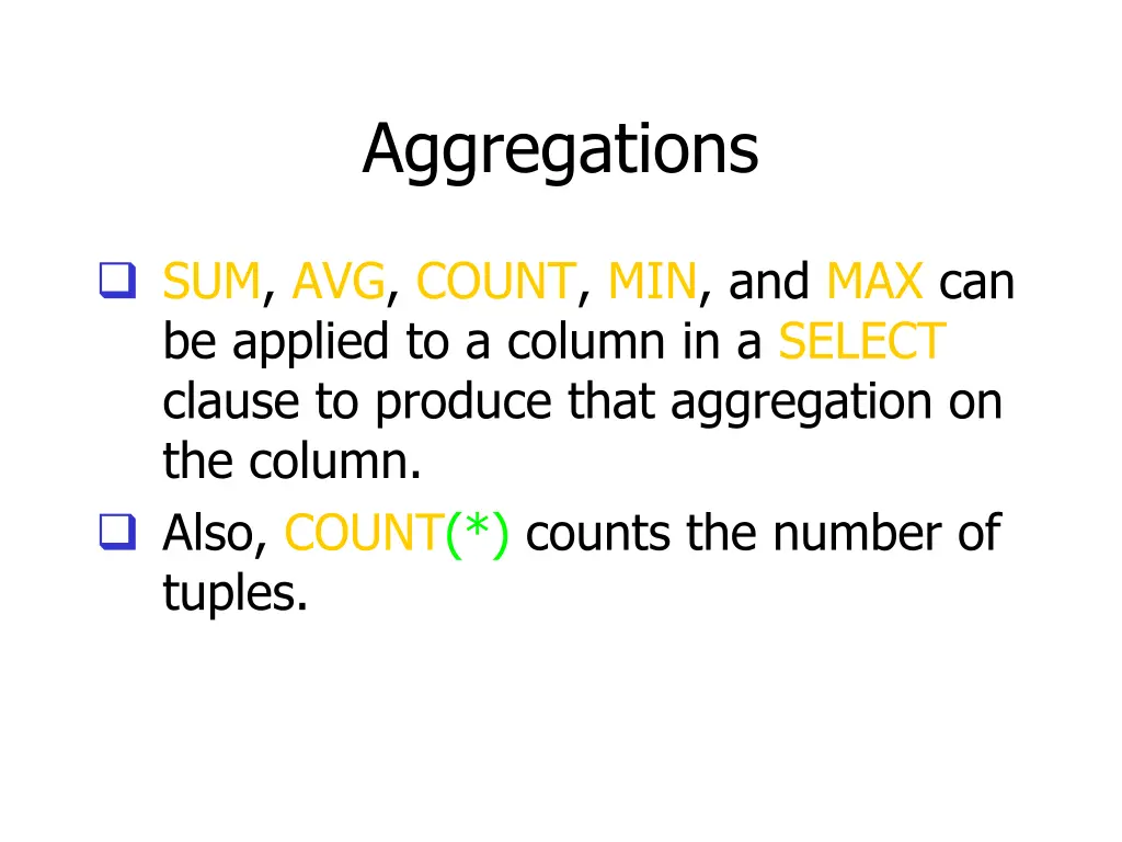 aggregations 1