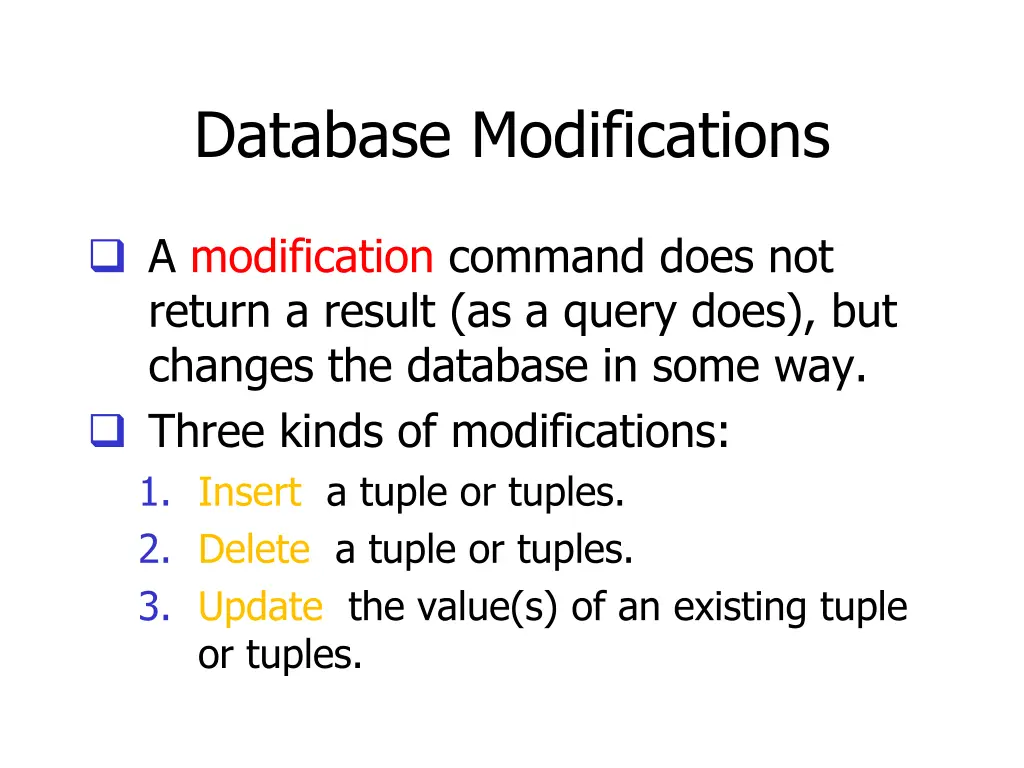 database modifications 2