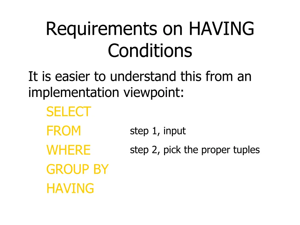 requirements on having conditions 2