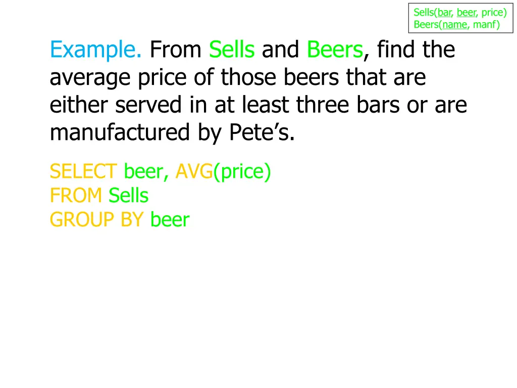 sells bar beer price beers name manf 1