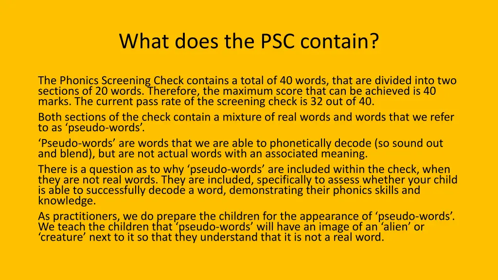 what does the psc contain