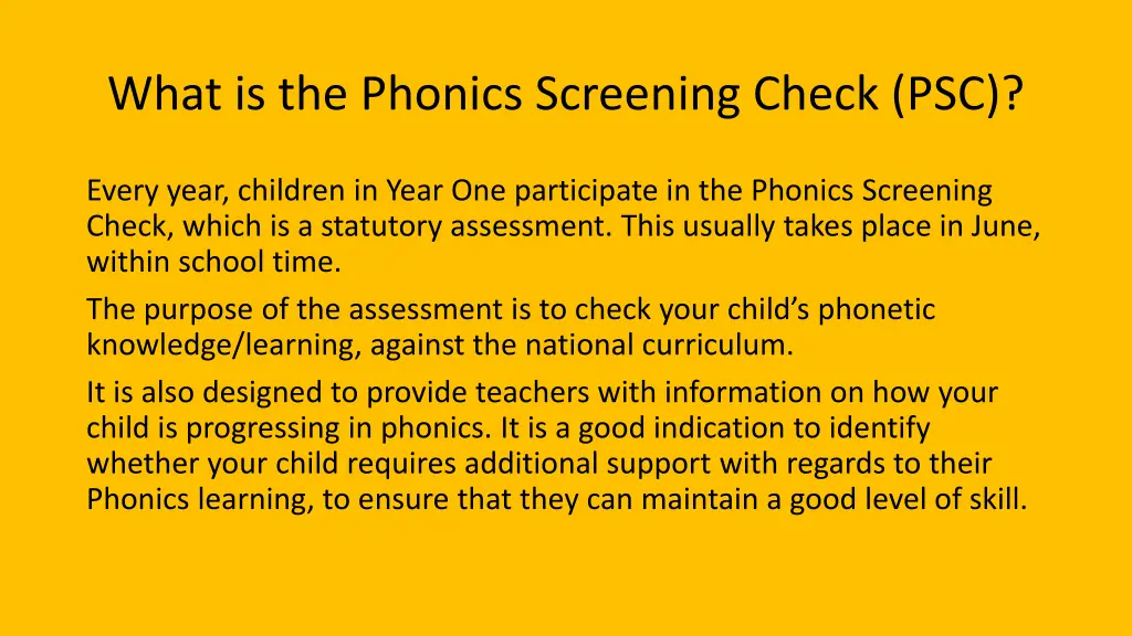 what is the phonics screening check psc