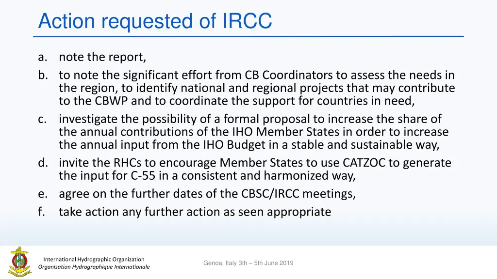 action requested of ircc