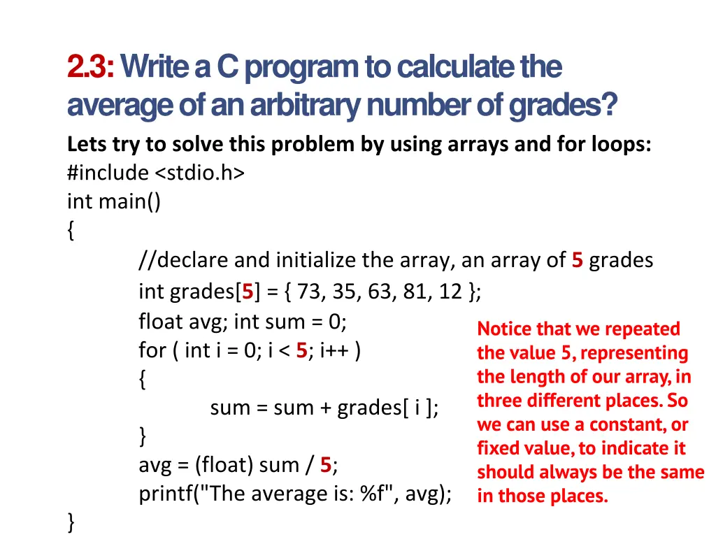 2 3 write a c program to calculate the average 2