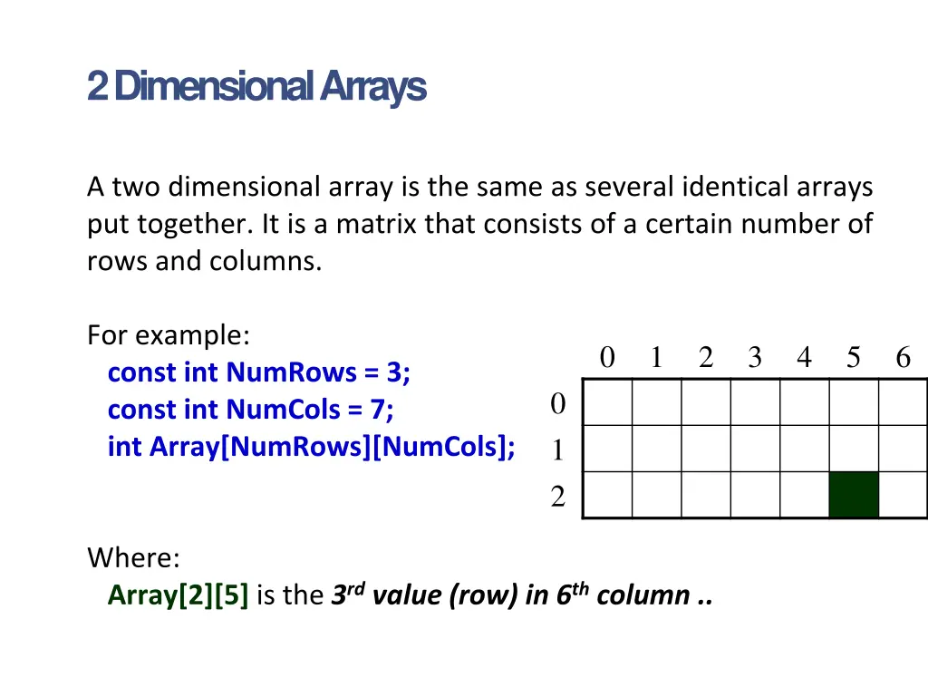 2 dimensional arrays 1