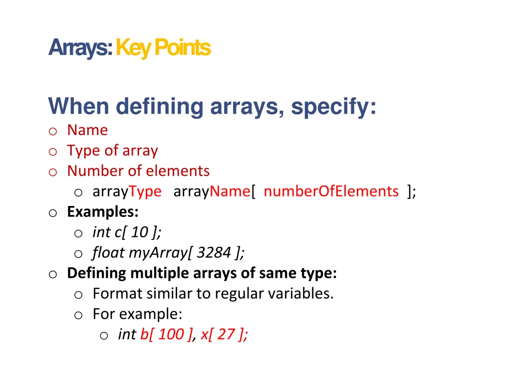 arrays key points 1