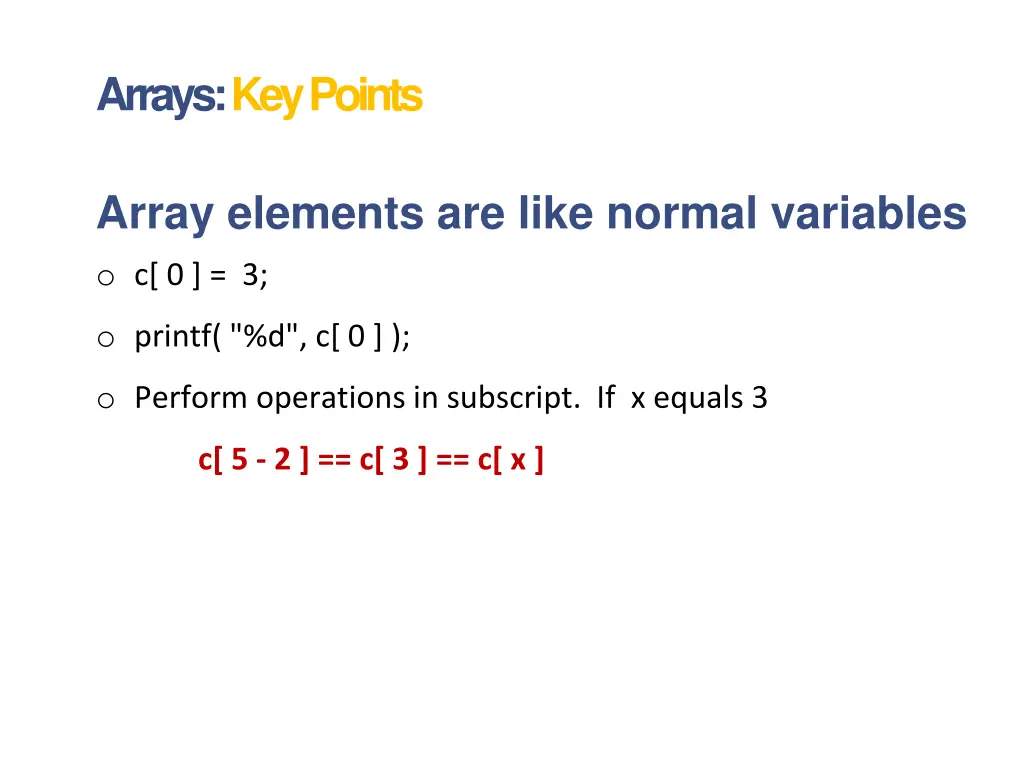 arrays key points