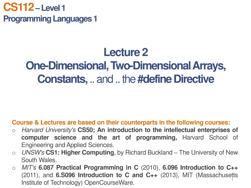 cs112 level 1 programming languages 1