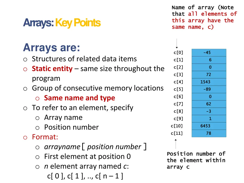 name of array note name of array note that that