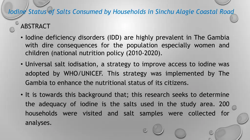 iodine status of salts consumed by households 1