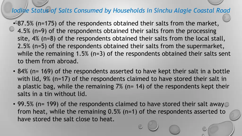 iodine status of salts consumed by households 10