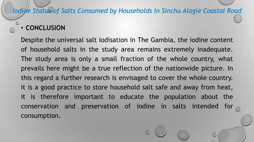iodine status of salts consumed by households 14