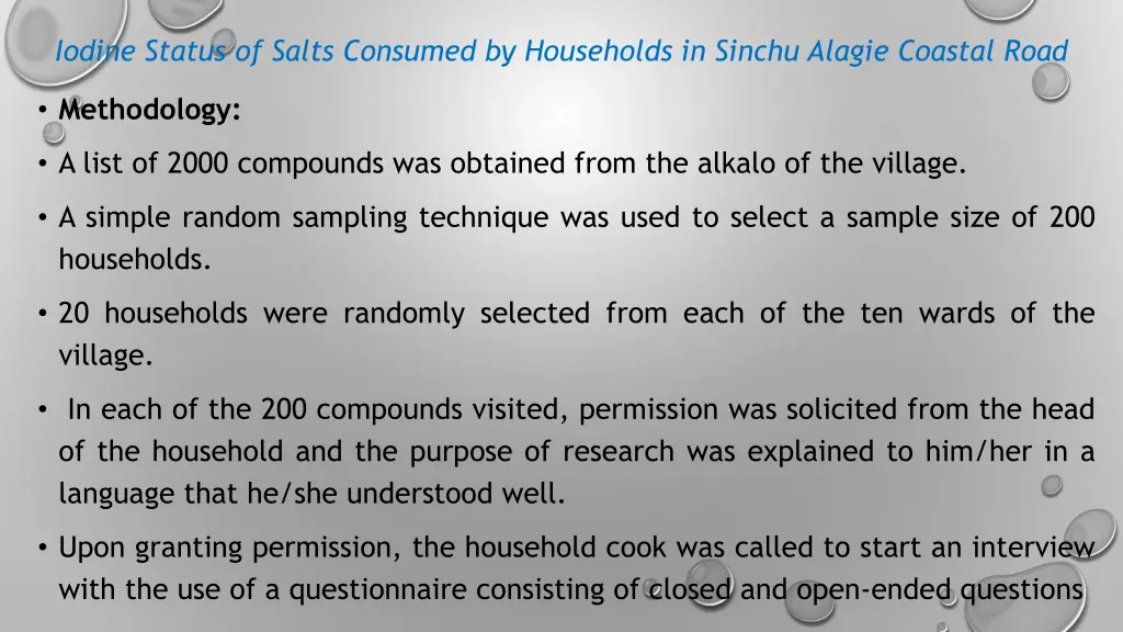 iodine status of salts consumed by households 7