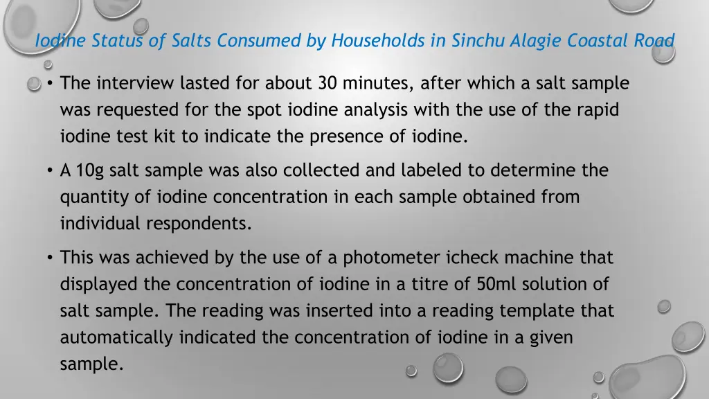 iodine status of salts consumed by households 8