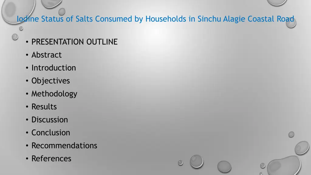 iodine status of salts consumed by households