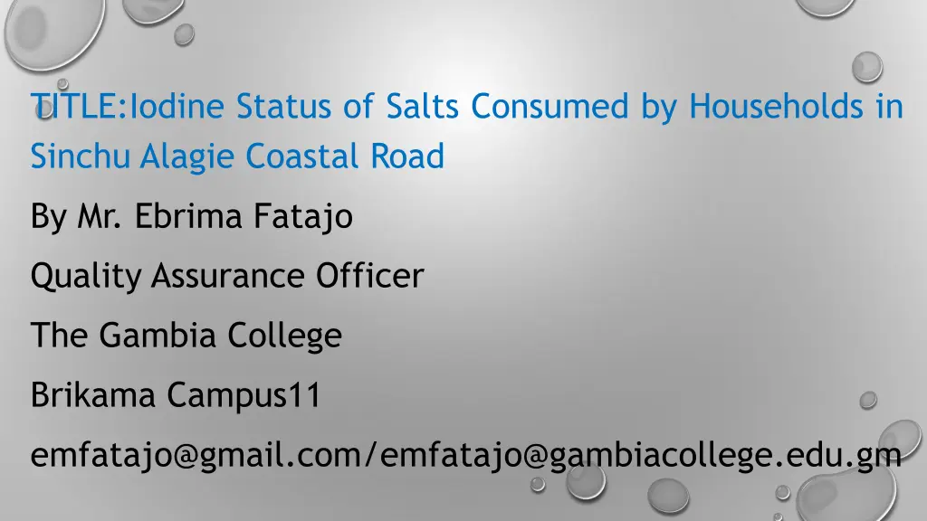 title iodine status of salts consumed