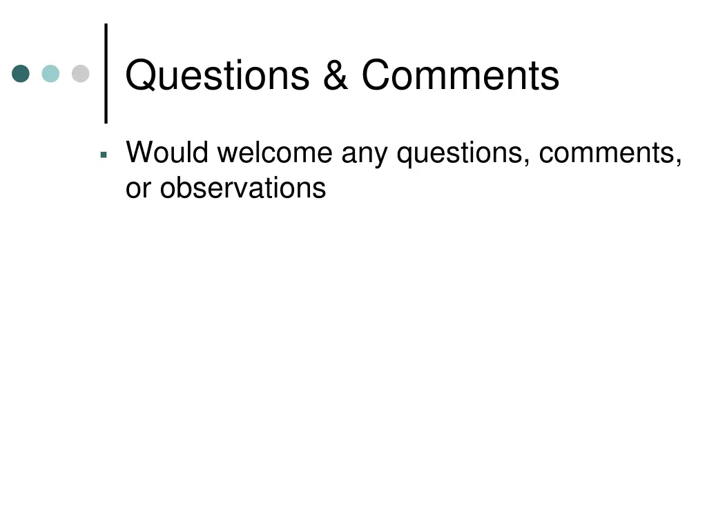 questions comments