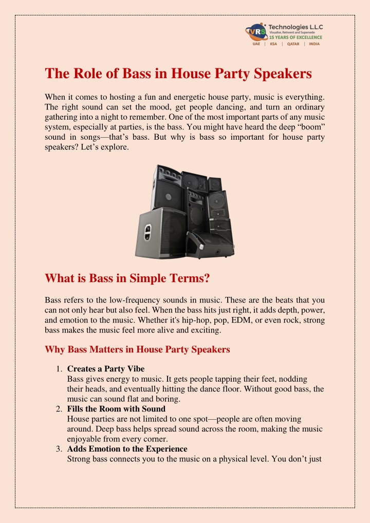 the role of bass in house party speakers