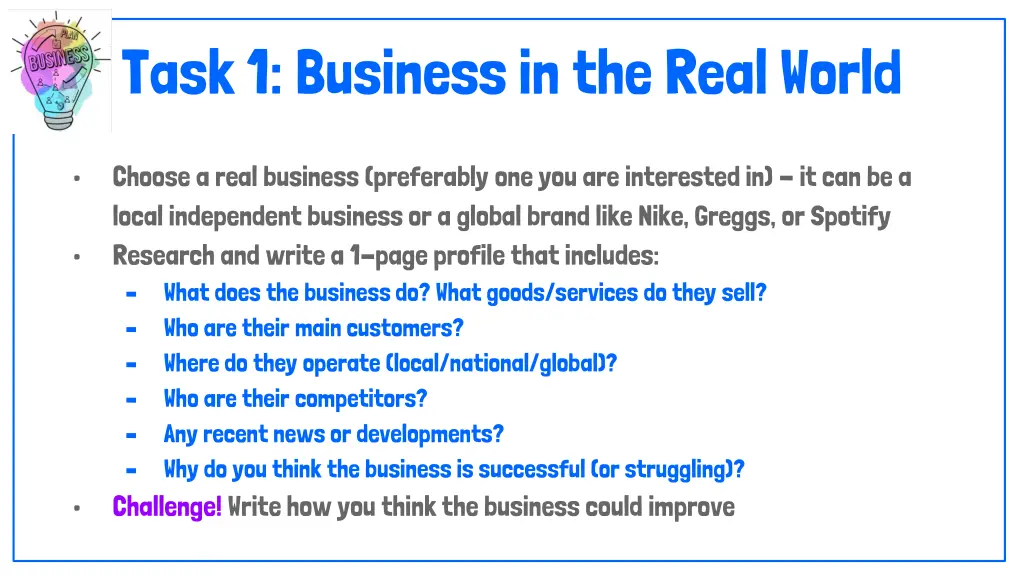 task 1 business in the real world
