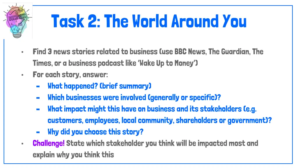 task 2 the world around you