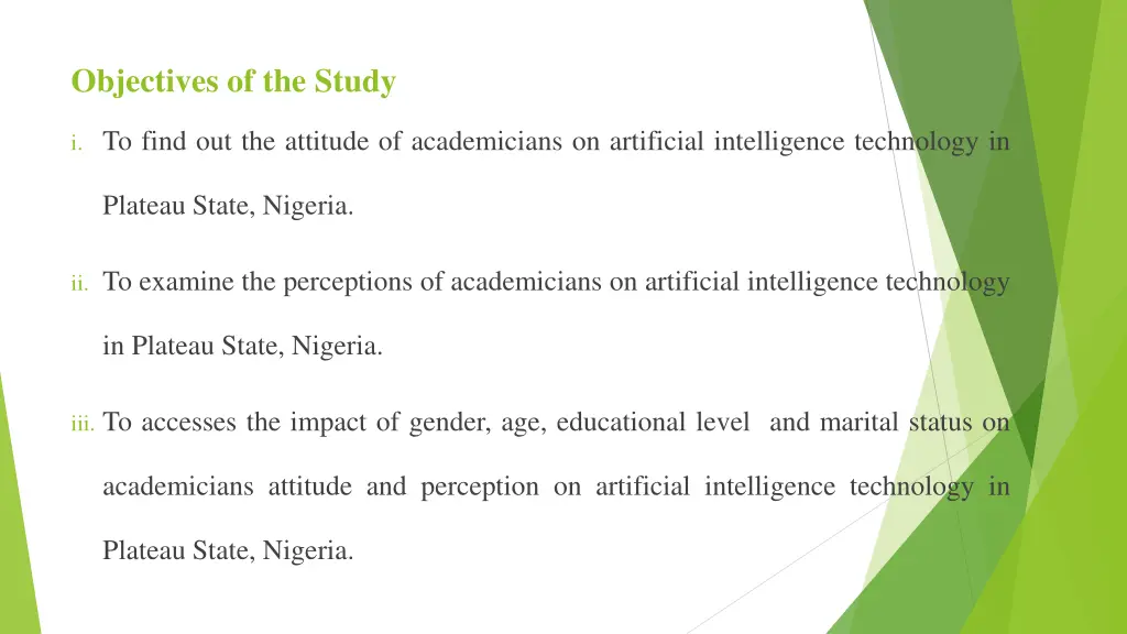 objectives of the study