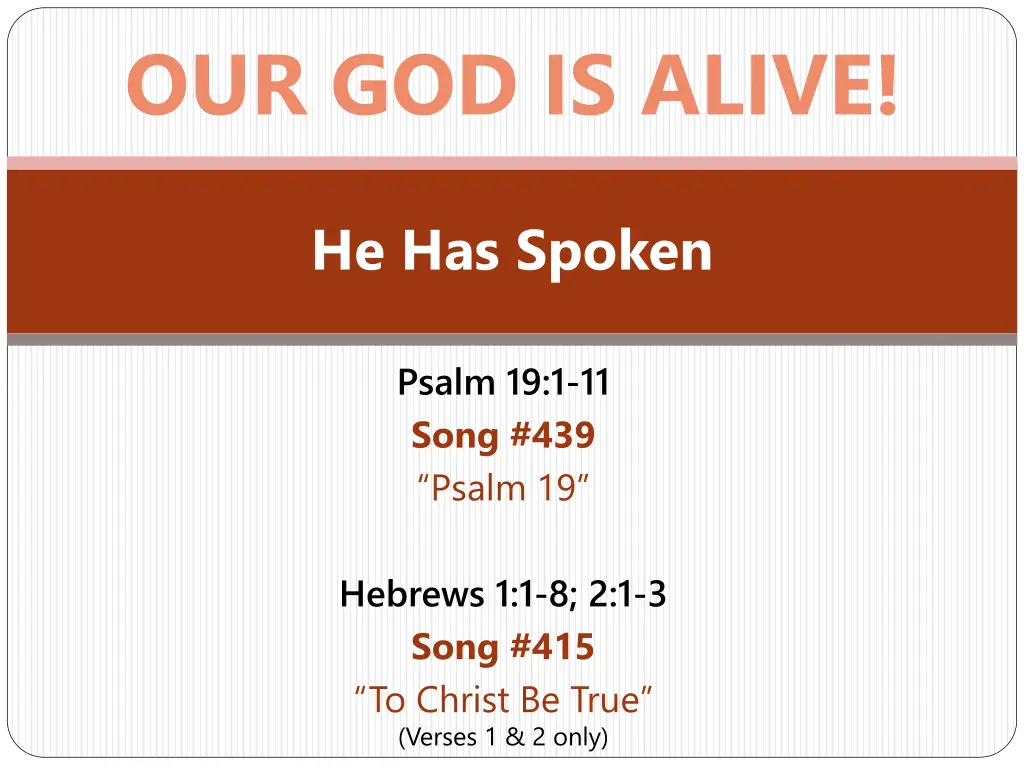 our god is alive 1