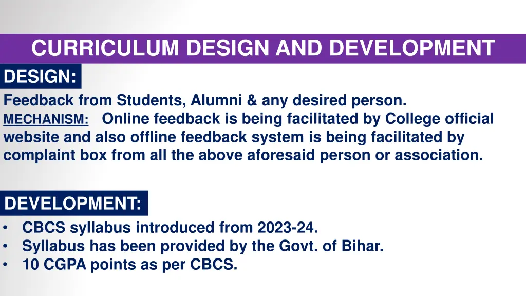 curriculum design and development design feedback