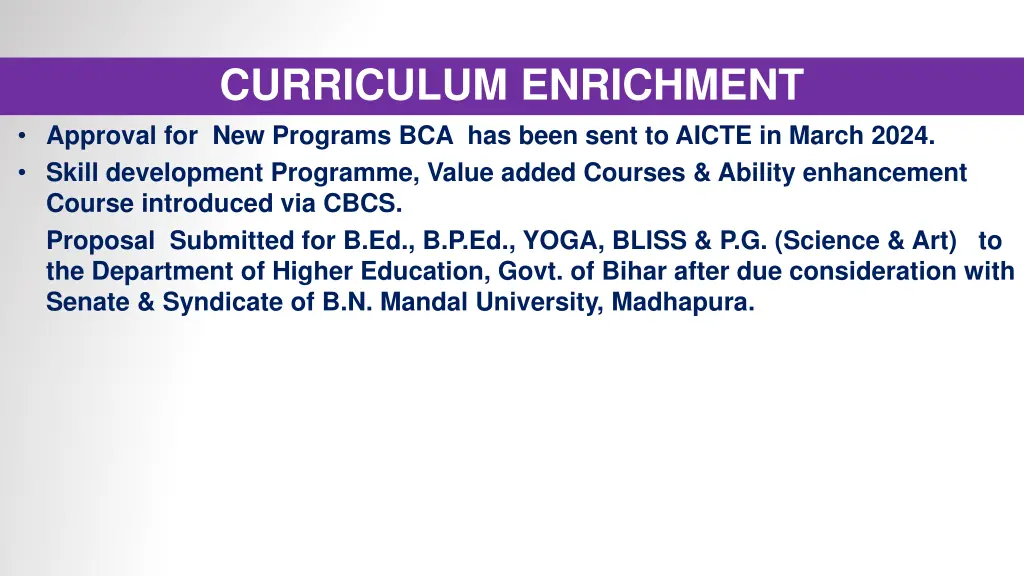 curriculum enrichment approval for new programs