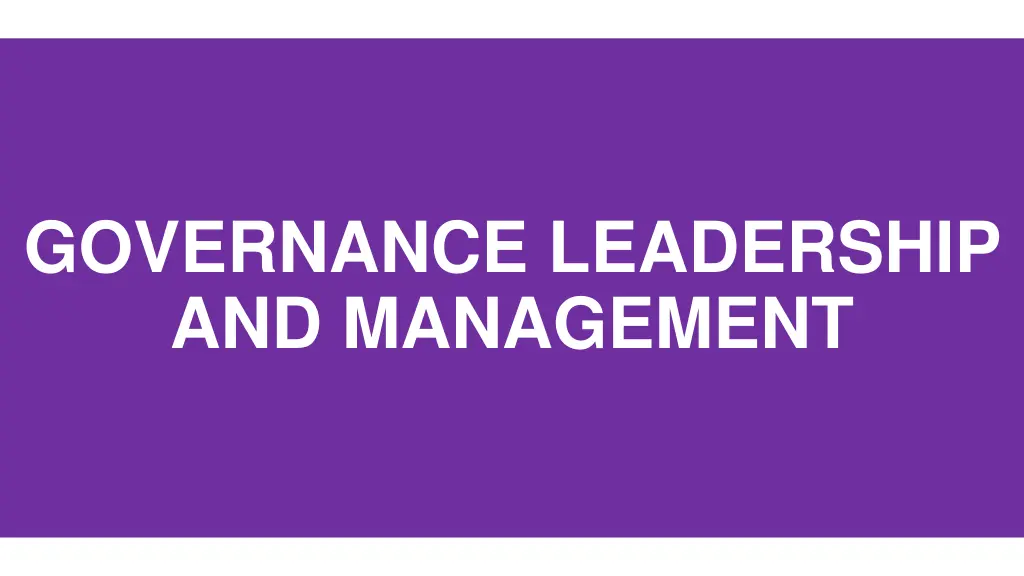 governance leadership and management