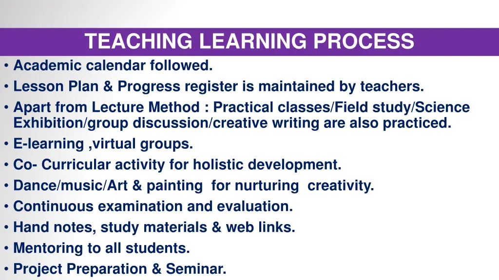 teaching learning process academic calendar