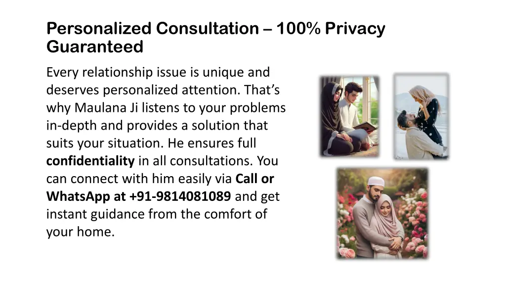 personalized consultation 100 privacy guaranteed