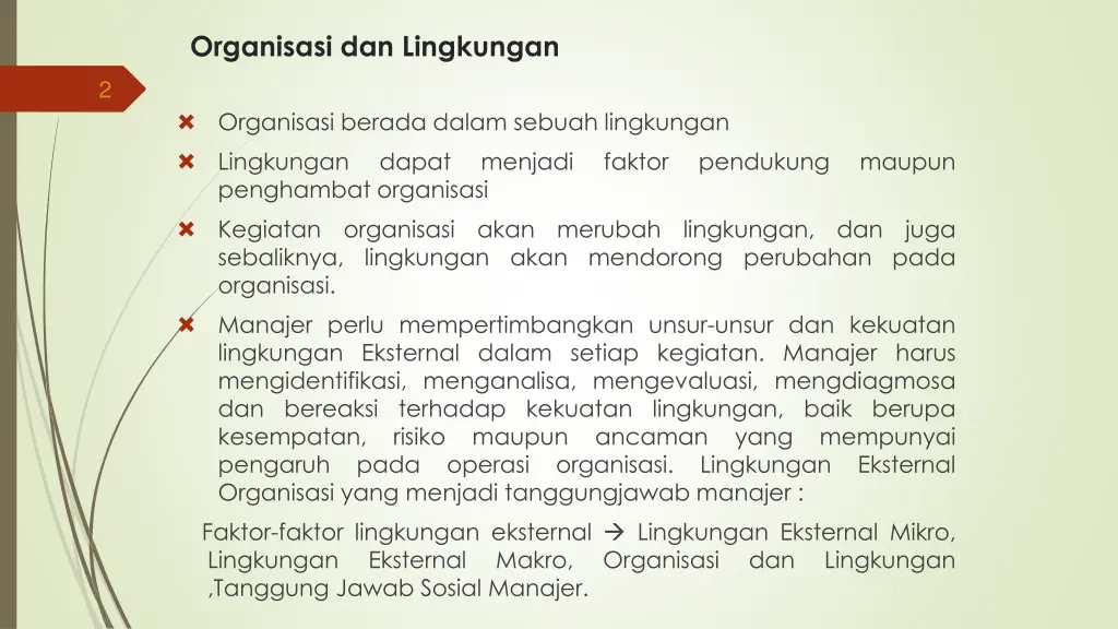 organisasi dan lingkungan