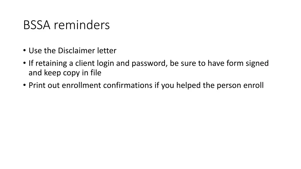 bssa reminders