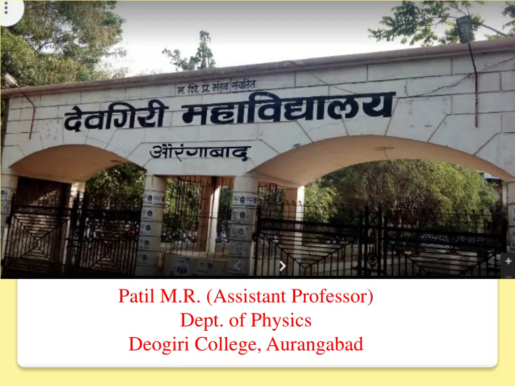 patil m r assistant professor dept of physics